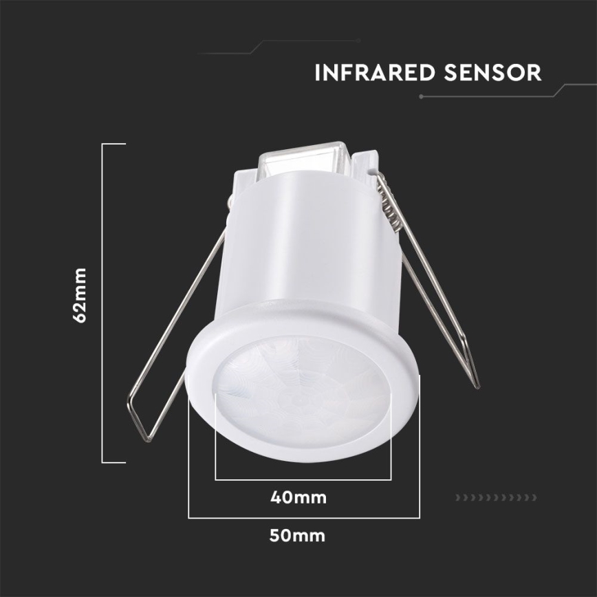 Recessed motion αισθητήρας PIR 360° 400W/230V λευκό