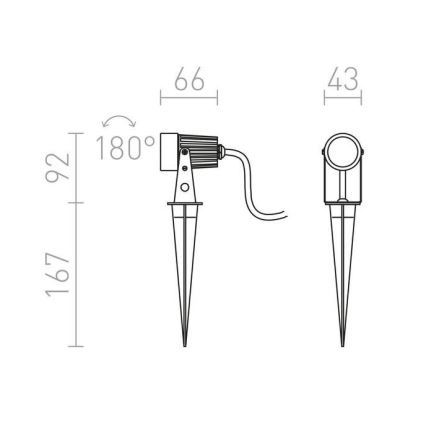 RED - Design Rendl - R10530 - Φωτιστικό LED εξωτερικού χώρου GUN LED/3W/230V IP65