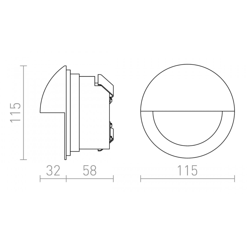 RED - Design Rendl - R10558 - LED Εξωτερικό εντοιχισμένο φωτιστικό ASTERIA LED/3W/230V IP54