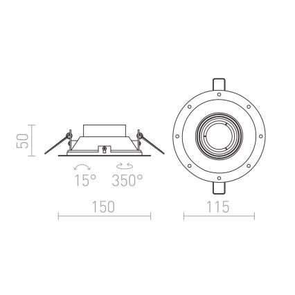 RED - Design Rendl - R12046 - Χωνευτό φωτιστικό IPSO 1xGU10/50W/230V