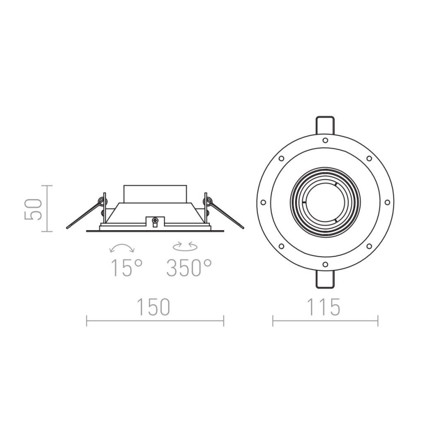 RED - Design Rendl - R12046 - Χωνευτό φωτιστικό IPSO 1xGU10/50W/230V