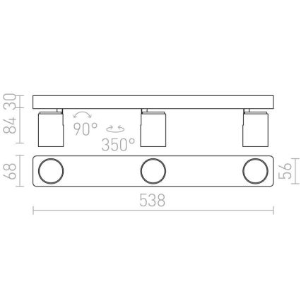 RED - Design Rendl - R12078 - Σποτ DUGME 3xGU10/35W/230V