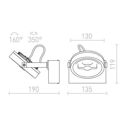 RED - Design Rendl - R12332 - LED Σποτ τοίχου KELLY LED/12W/230V