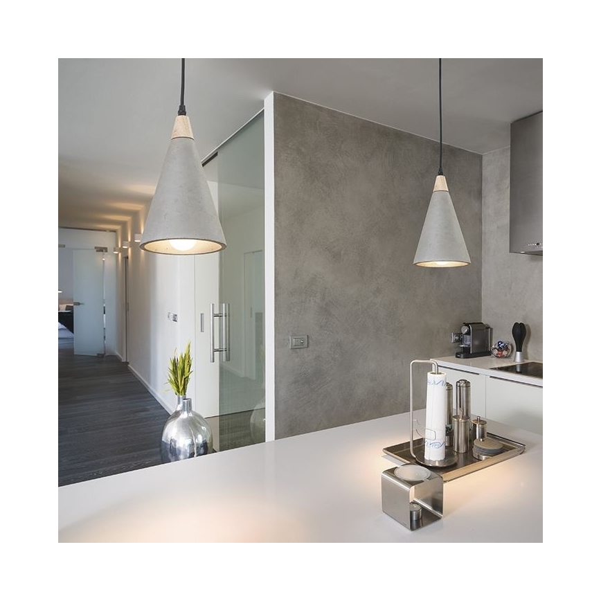 RED - Design Rendl - R12380 - Πολύφωτο κρεμαστό HEIDI 1xE27/28W/230V μπετόν/ξύλο