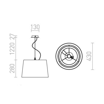 RED - Design Rendl - R12483 - Πολύφωτο κρεμαστό ESPLANADE 1xE27/42W/230V