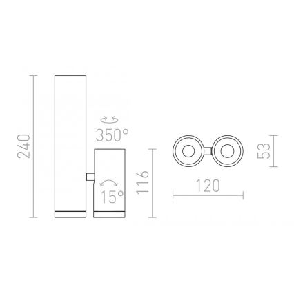 RED - Design Rendl - R12499 - LED Σποτ BOGARD 2xLED/5W/230V