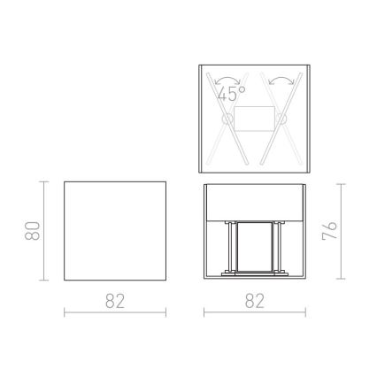 RED - Design Rendl - R12556 - LED Εξωτερικό φωτιστικό τοίχου CARRE 2xLED/3W/230V IP54