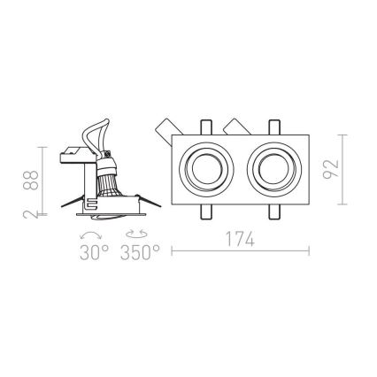 RED - Design Rendl - R12713- Χωνευτό σποτ PASADENA 2xGU10/50W/230V