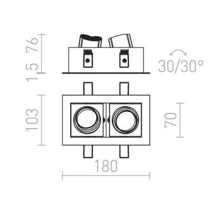 RED - Design Rendl - R12857 - LED Χωνευτό σποτ BONDY 2xLED/7W/230V