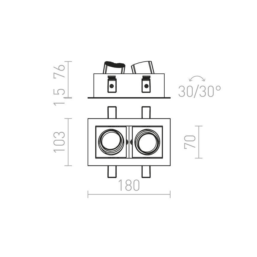 RED - Design Rendl - R12857 - Χωνευτό φωτιστικό οροφής LED BONDY 2xLED/7W/230V