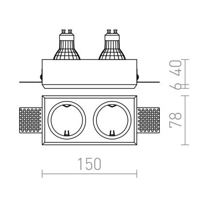 RED - Design Rendl - R12900 - Χωνευτό φωτιστικό QUO 2xGU10/35W/230V