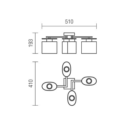 Redo 01-1029 - Πλαφονιέρα οροφής SHAPE 4xE14/28W/230V