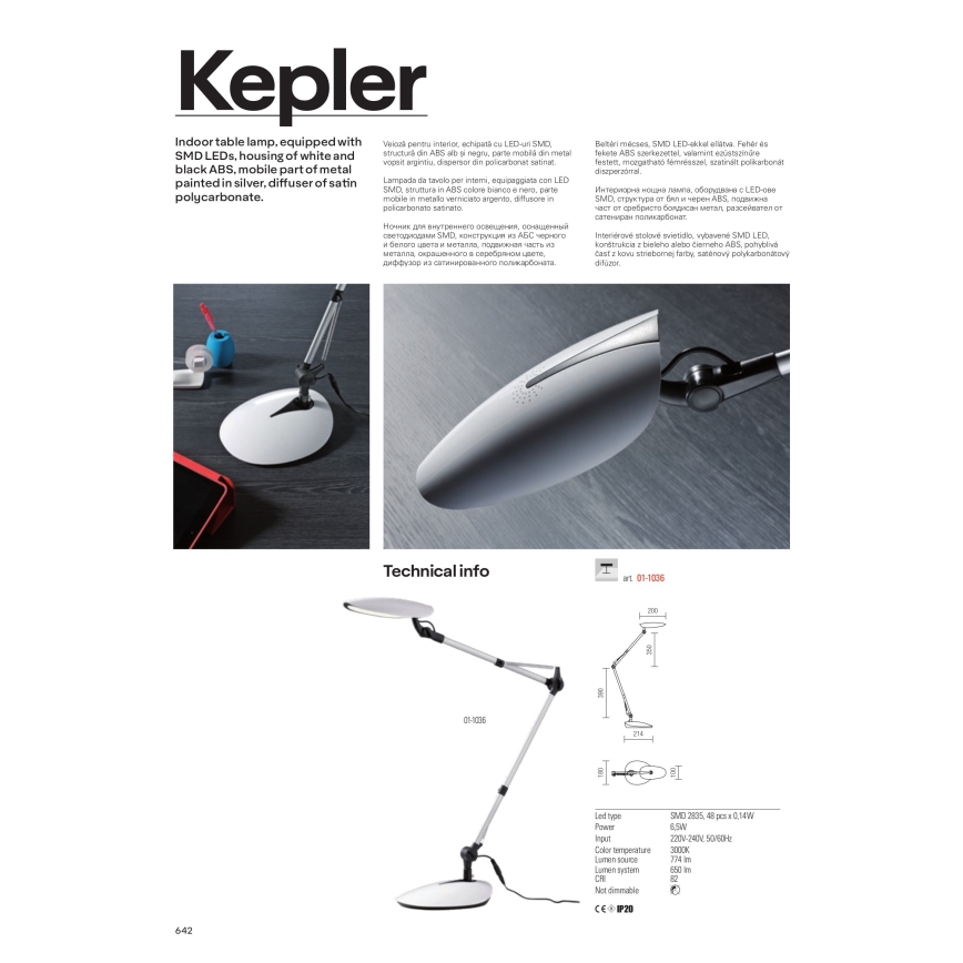 Redo 01-1036 - Επιτραπέζια λάμπα LED KEPLER VEIOZA LED/6.5W/230V