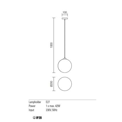 Redo 01-1064 -  Κρεμαστό φωτιστικό οροφής  OLA 1xE27/42W/230V διάμετρος 20 cm