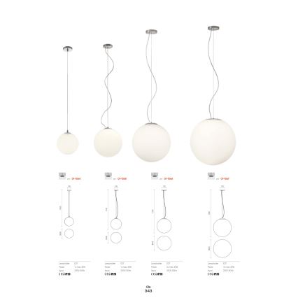 Redo 01-1066 -  Κρεμαστό φωτιστικό οροφής OLA 2xE27/42W/230V διάμετρος 40 cm