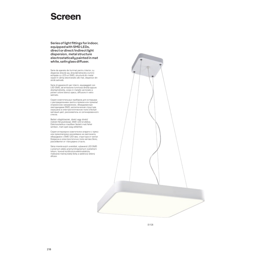 Redo 01-1124 -  Κρεμαστό φωτιστικό οροφής LED SCREEN LED/48W/230V 3000K