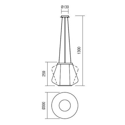 Redo 01-1139 - Κρεμαστό φωτιστικό με καλώδιο FUSION 1xE27/42W/230V Ø 30 cm γυαλιστερό χρώμιο/καπνιστό
