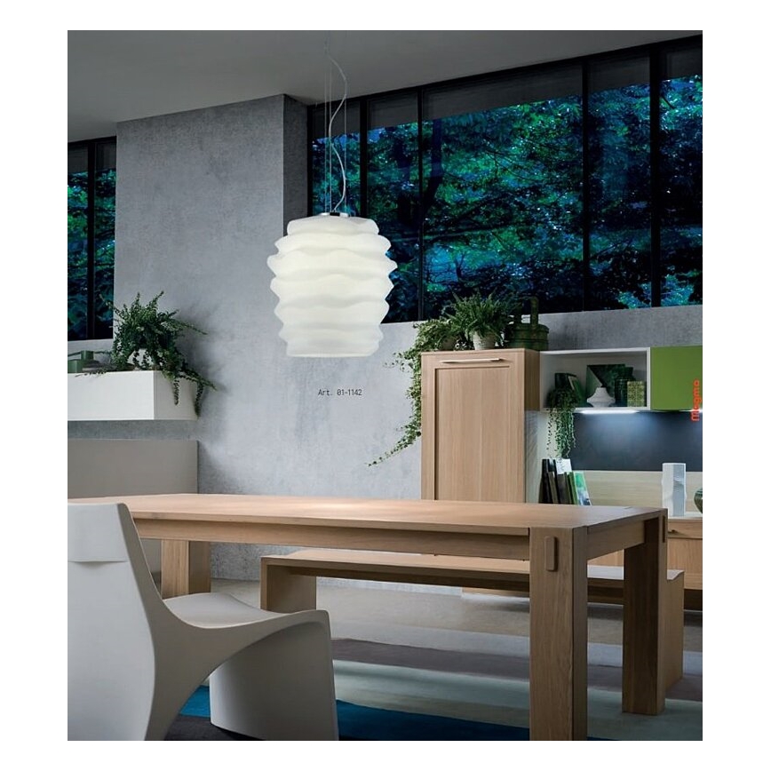 Redo 01-1141 - Κρεμαστό φωτιστικό σε καλώδιο MAGMA 1xE27/42W/230V, διάμ. 30 cm, γυαλιστερό χρώμιο/λευκό