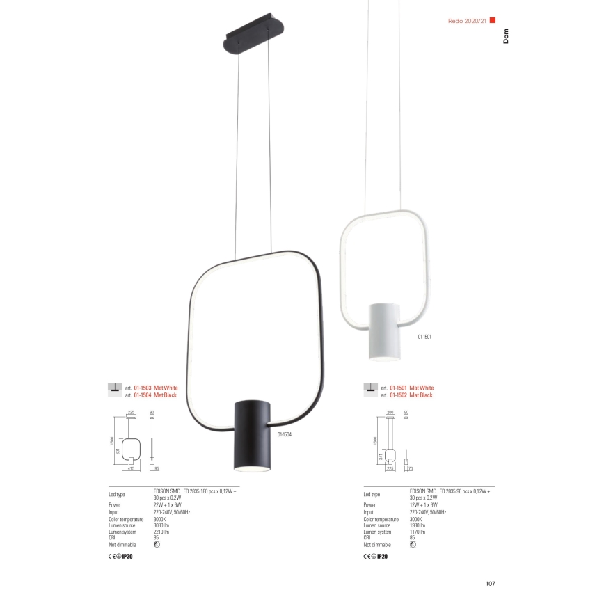 Redo 01-1226 - LED ρυθμιζόμενη επιτραπέζια λάμπα DOM LED/21W/230V λευκή