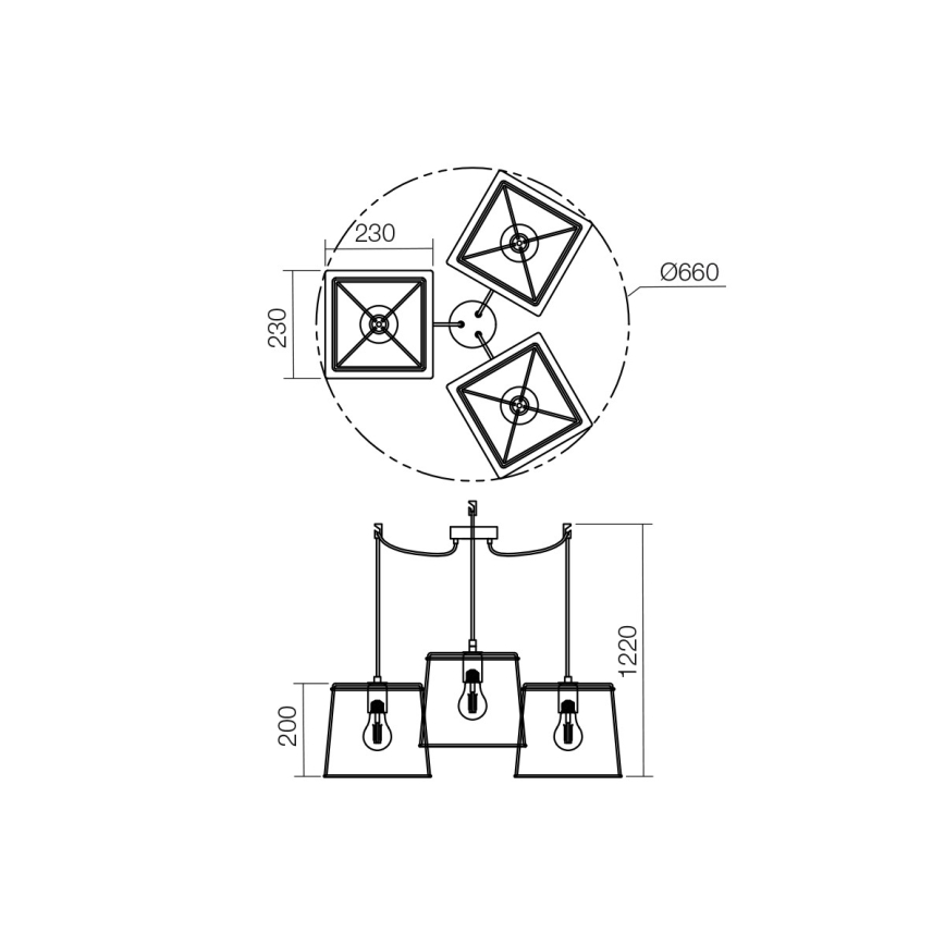 Redo 01-1265 - Κρεμαστό φωτιστικό οροφής SKETCH 3xE27/42W/230V spider