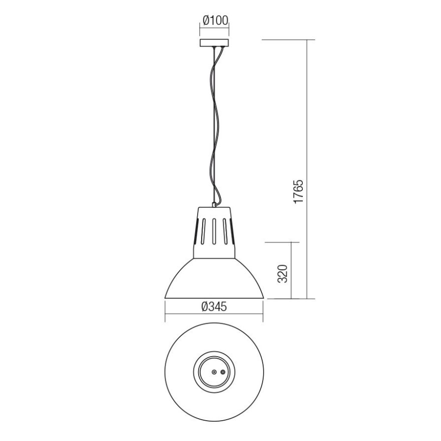 Redo 01-1281 - Κρεμαστό φωτιστικό με καλώδιο PEEP 1xE27/42W/230V Ø 34,5 cm μαύρο