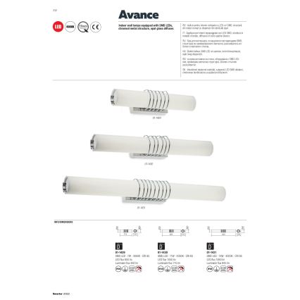 Redo 01-1431 - Φωτιστικό τοίχου LED AVANCE LED/14W/230V 63 cm λευκό