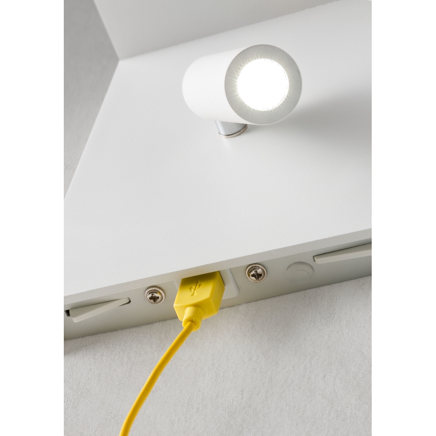 Redo 01-1499 - Φωτιστικό σποτ τοίχου LED AGOS LED/6W/230V + LED/3,2W USB λευκό