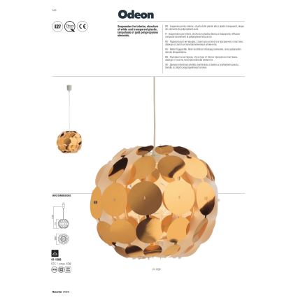 Redo 01-1508 - Κρεμαστό φωτιστικό οροφής ODEON 1xE27/42W/230V διάμετρος 36 cm χρυσό