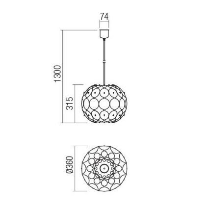 Redo 01-1508 - Κρεμαστό φωτιστικό οροφής ODEON 1xE27/42W/230V διάμετρος 36 cm χρυσό