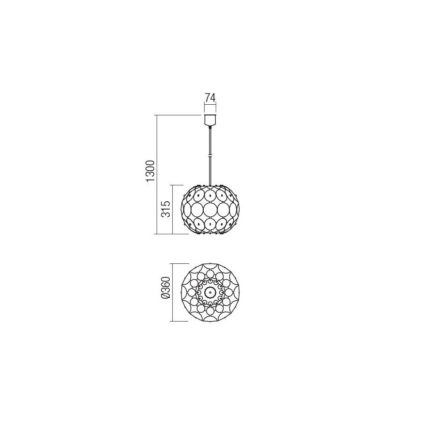 Redo 01-1508 - Κρεμαστό φωτιστικό οροφής ODEON 1xE27/42W/230V διάμετρος 36 cm χρυσό