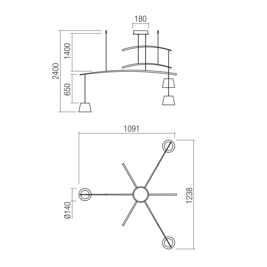 Redo 01-1525 - Κρεμαστό φωτιστικό οροφής LED ράγα LOLLI 3xLED/6W/230V μαύρο