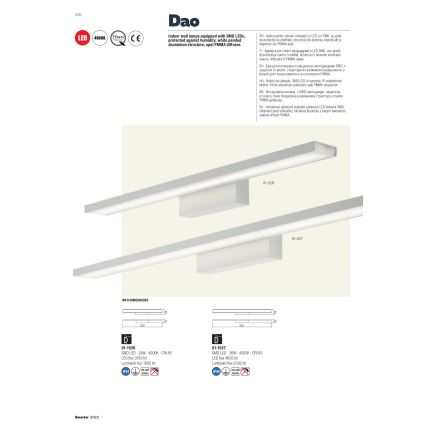 Redo 01-1527 - LED φωτιστικό καθρέφτη μπάνιου DAO LED/36W/230V 90 cm IP44 λευκό
