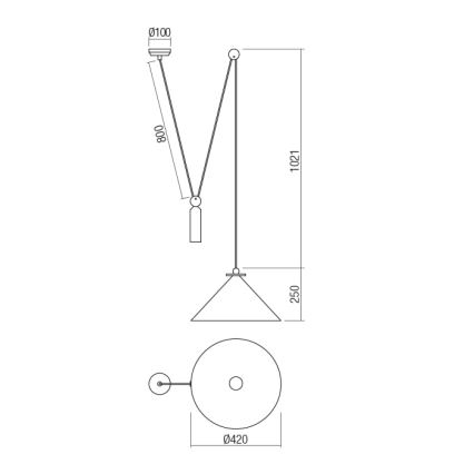 Redo 01-1545 - Κρεμαστό φωτιστικό οροφής KALIMBA 1xE27/42W/230V διάμετρος 42 cm spider μπρονζέ