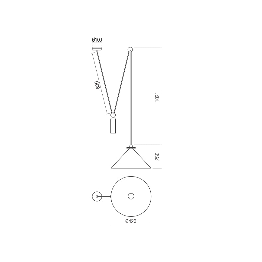 Redo 01-1545 - Κρεμαστό φωτιστικό οροφής KALIMBA 1xE27/42W/230V διάμετρος 42 cm spider μπρονζέ