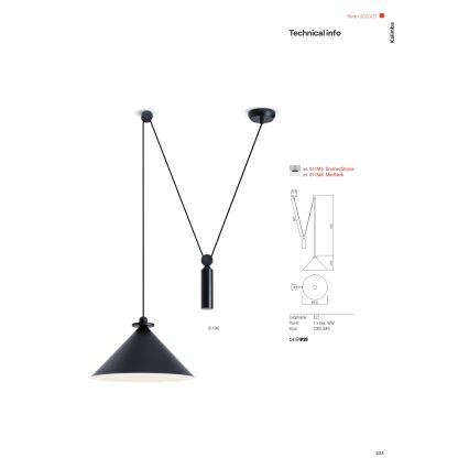 Redo 01-1546 - Κρεμαστό φωτιστικό οροφής KALIMBA 1xE27/42W/230V διάμετρος 42 cm spider μαύρο