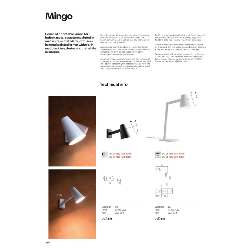 Redo 01-1556 - Επιδαπέδιο φωτιστικό MINGO 1xE27/42W/230V λευκό