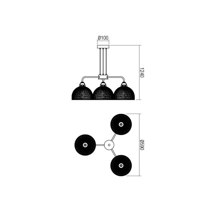 Redo 01-1573 - Κρεμαστό φωτιστικό με καλώδιο TAMIS 3xE27/42W/230V Ø 59 cm μαύρο