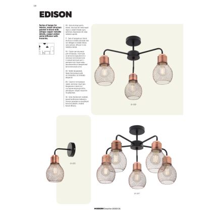 Redo 01-1575 - Φως τοίχου EDISON 1xE27/42W/230V