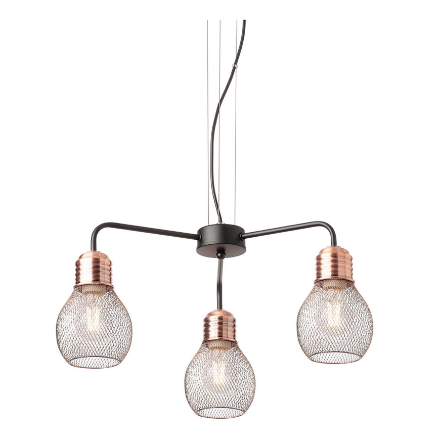 Redo 01-1579 - Κρεμαστό φωτιστικό με καλώδιο EDISON 3xE27/42W/230V Ø 53 εκ. μαύρο/χάλκινο