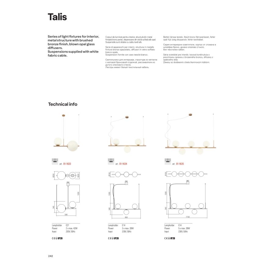 Redo 01-1635 - Πολύφωτο σε σχοινί TALIS 5xE14/28W/230V