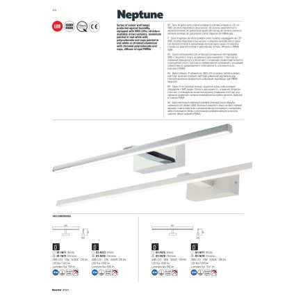 Redo 01-1674 - Φωτιστικό καθρέφτη μπάνιου LED NEPTUNE LED/12W/230V 60 cm IP44 γυαλιστερό χρώμιο