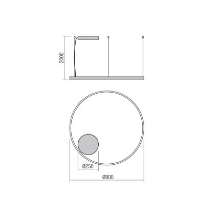 Redo 01-1713 - LED Dimmable πολύφωτο ORBIT LED/55W/230V μπρονζέ