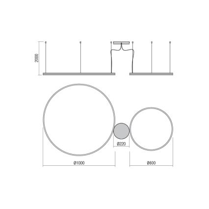 Redo 01-1721 - Πολύφωτο LED σε σχοινί ORBIT LED/42W + LED/66W/230V