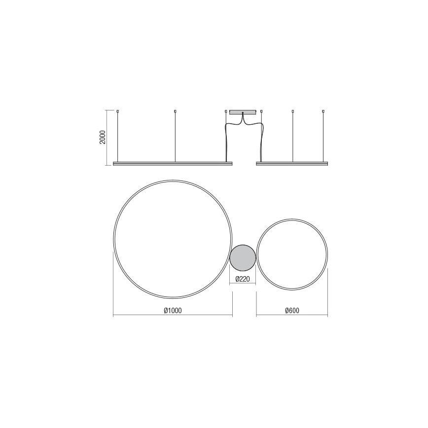 Redo 01-1721 - Πολύφωτο LED σε σχοινί ORBIT LED/42W + LED/66W/230V