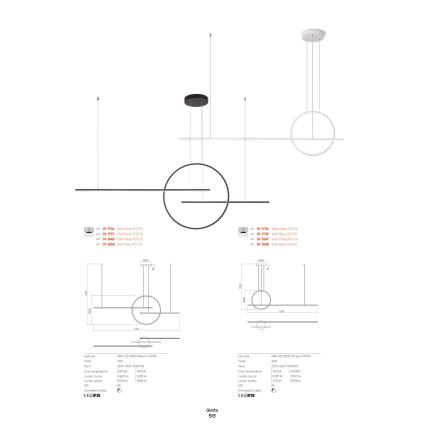 Redo 01-1734 - Led Dimmable κρεμαστό φωτιστικό οροφής GIOTTO LED/46W/230V λευκό