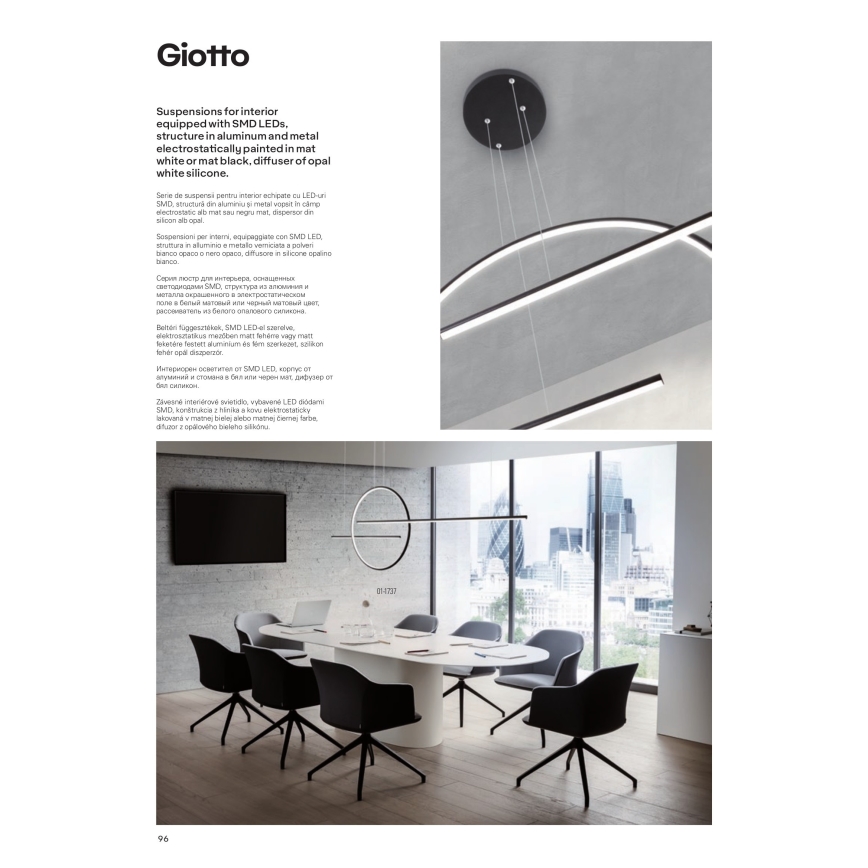 Redo 01-1737 - Ρυθμιζόμενο LED φωτιστικό οροφής με καλώδιο GIOTTO LED/56W/230V μαύρο