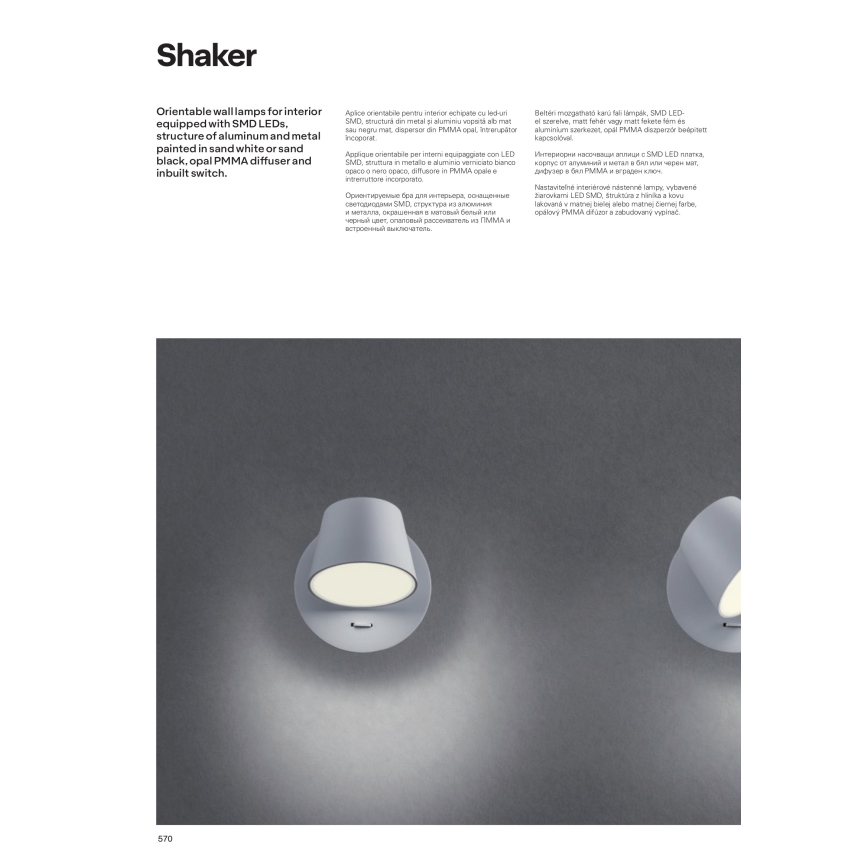 Redo 01-1738 - Φως τοίχου LED SHAKER LED/6W/230V