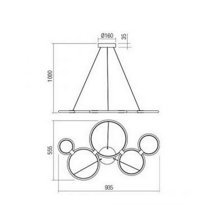 Redo 01-1742 - Πολύφωτο LED σε σχοινί RADIUS LED/45W/230V