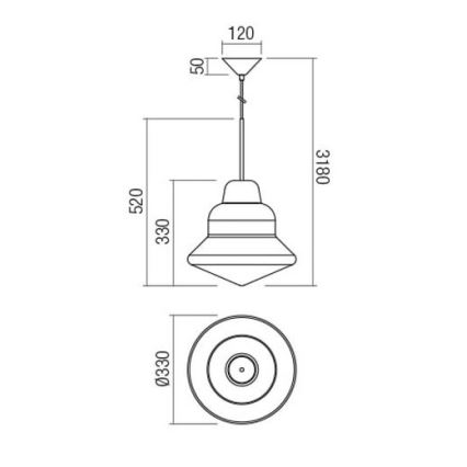 Redo 01-1771 - Κρεμαστό φωτιστικό οροφής AMNO 1x/E27/42W/230V διάμετρος 33 cm γκρι