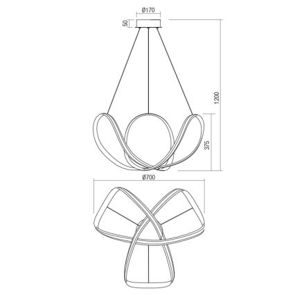 Redo 01-1784 - Led Dimmable κρεμαστό φωτιστικό οροφής NUCLEO LED/55W/230V λευκό